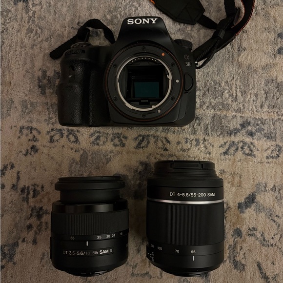 Sony a 58 camera with 18mm and 55mm lens
